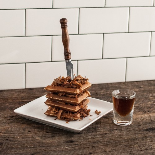 Pulled Pork Waffle Stack with Bourbon Maple Syrup